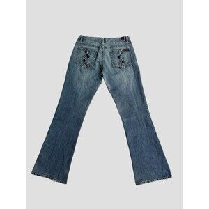 7 For All Mankind Jeans Womens‎ 29 Blue Bootcut Dark Wash Western embroidered  A